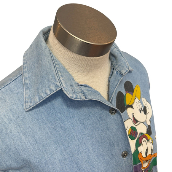 VTG Mickey Unlimited Shirt Disney Jerry Leigh Chambray Denim Friends Sz M - Picture 2 of 9